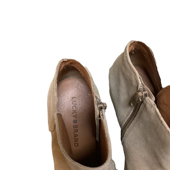LUCKY BRAND Tan Wedge Side Zip Almond Toe Bootie-Size 8.5 - Picture 7 of 9
